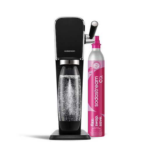 SodaStream ART Machine à Eau Gazeuse et Soda, Pack 1 Bouteille 1L avec 1 Recharge de Gaz 60L, Noir