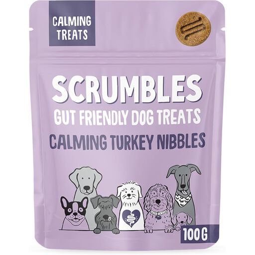 Scrumbles Dog Treats Calming Nibbles in its packaging