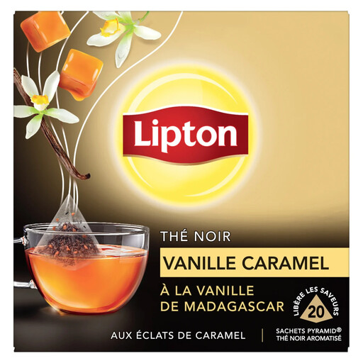 Lipton vanilla and caramel black tea, 20 tea bags, 34 g