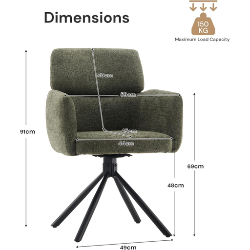 CLIPOP 1PC Chenille Swivel Tub Chair in Green