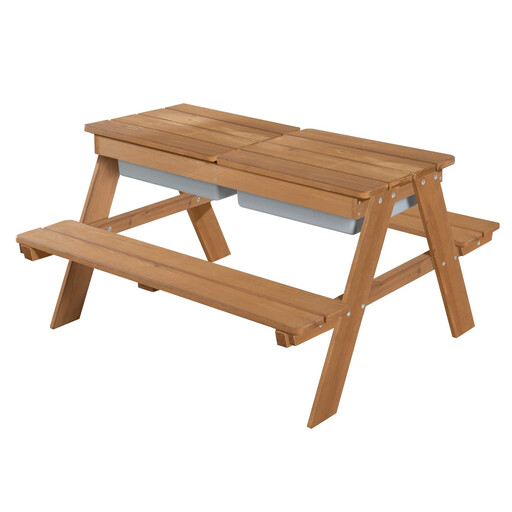 Table de pique-nique extérieure pour enfants roba en bois avec 2 bacs à sable et à eau