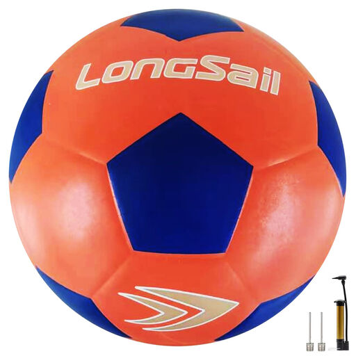 LONGSAIL High-Quality Rubber Soccer, Size 4, Orange/Blue