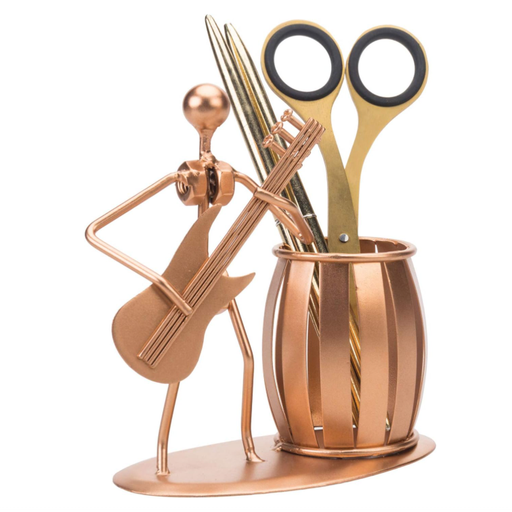 MyGift Stiftehalter aus Metall mit Gitarristen-Figur