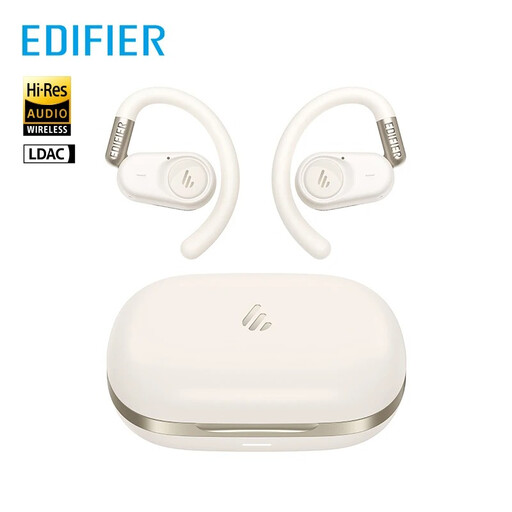 Edifier A6 Open-Ear Headphones, Bluetooth 5.4 Wireless Earbuds, LDAC Hi-Res Audio, AI Clear Calls, Adjustable Ear Hooks, 40H Playtime, Fast Charging, Multi-Point Connection, IP55, Ivory