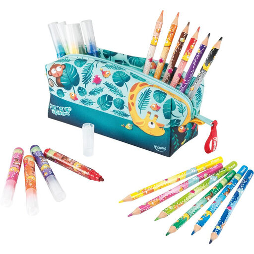 Maped Jungle Fever Filled Pencil Case 12 Felt-Tips + 12 Pencils