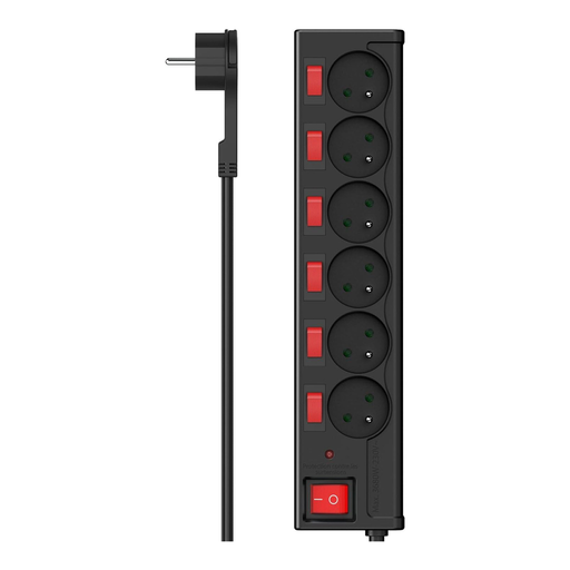 Hama 6-Way Power Strip with Surge Protection