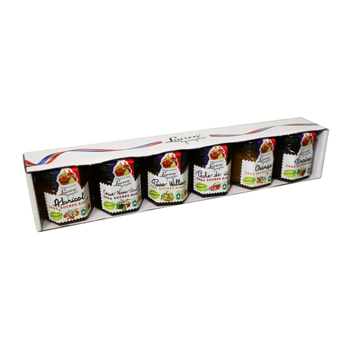 Lucien Georgelin assortment of six jars of no added sugar jam