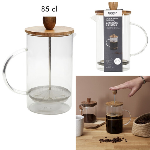 COFFEE PRESS ACACIA GLASS 85CL