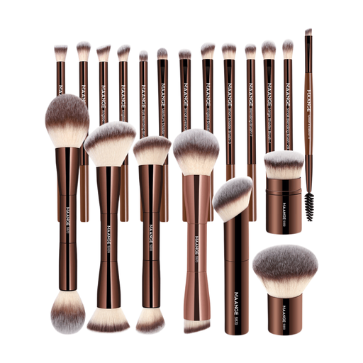 MAANGE 20-Piece Aluminum Tube Makeup Brush Set - Professional-Grade, with Storage Bag