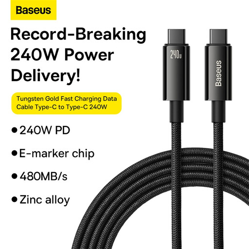 Baseus Tungsten Gold Data Cable C-C 240W