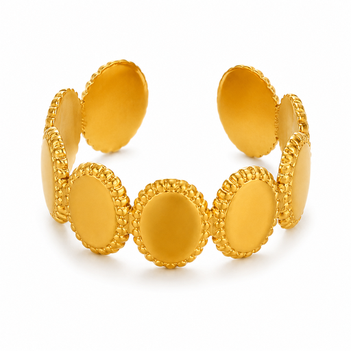 Bague ouverte ajustable plaqué or 18K VoxorAI, style pièce de monnaie