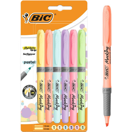 BIC Blister of 6 Pastel Fluorescent Highlighters