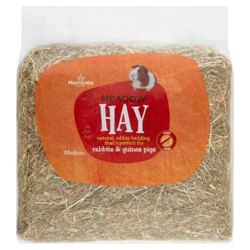 Morrisons Meadow Hay in a green and clear bag