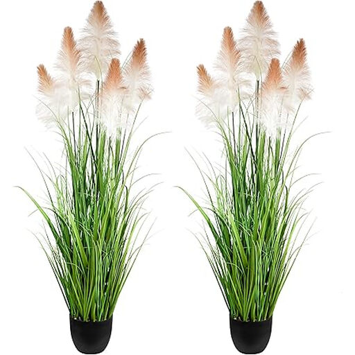 Artificial 60 Greenery Floor Plants with Reed Flowers-2pcs