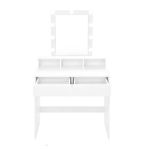 Table de Maquillage JOYFURNOS, Coiffeuse avec Miroir ?clairé, Moderne, Blanche