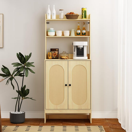 Caldion Sideboard, High Cabinet with Rattan Doors
