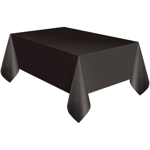 Midnight Black Rectangular Plastic Table Cover