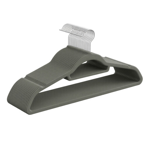 SONGMICS Fluwelen Hangers, Set van 20 in het grijs