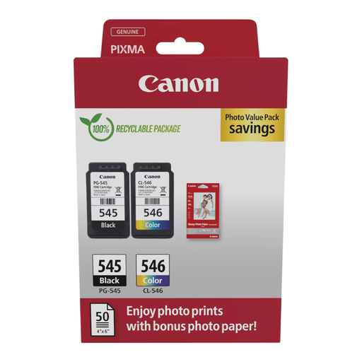 Canon PIXMA Value Pack with PG545/CL546 cartridges + Photo Paper