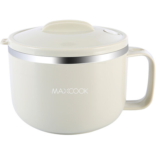 Maxcook 304 Stainless Steel Ramen Bowl - With Lid & Could Hold Mobile Phones - 1.2 L - Grey