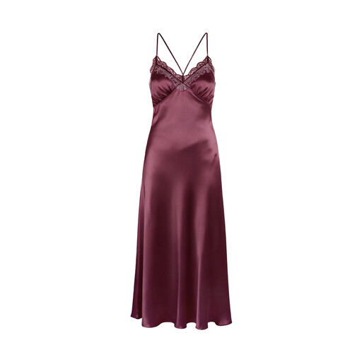 Spitzen-Trägerkleid in Seidenoptik, Beige