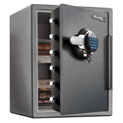 Master Lock Certified Fireproof and Waterproof Safe, 56 L, 605 x 472 x 690 mm, Digital Combination with backup Key and Backlit Keypad, for home and professionals