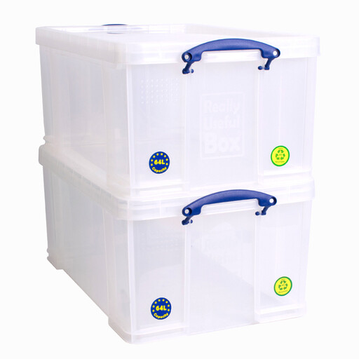 Really Useful Plastic Storage Box 64L Clear