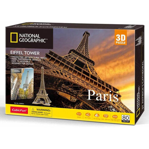 CUBIC FUN National Geographic 3D Puzzle Eiffel Tower - 80 pieces, 70.9 cm