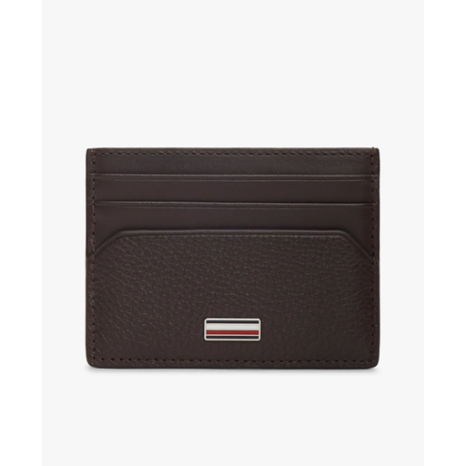 Tommy Hilfiger Accessories Leather Signature Plaque Card Holder - Black