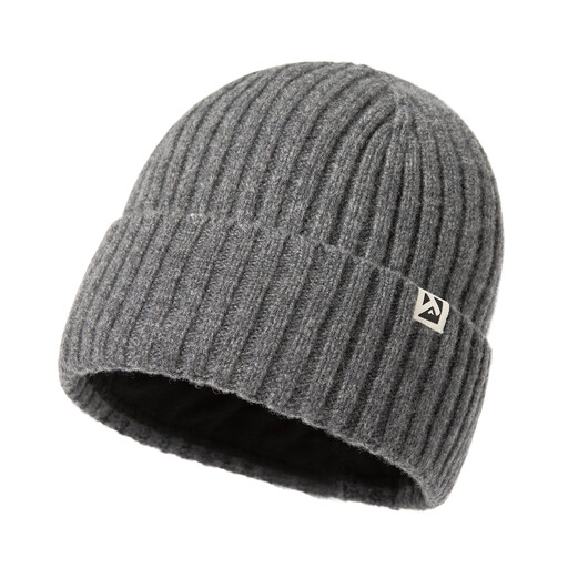TOP-EX 100% Merino Wool Beanie Fleece Lined Hat Watch Cap for Cold Weather Winter Warm M/L Grey