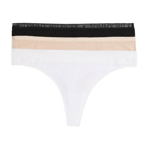 Tommy Hilfiger Logo Lace Pack Thong, 3-Pack, Black/White/Misty Blush