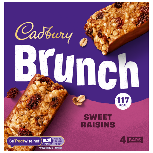 Cadbury Brunch Raisin Cereal Bars, 4-pack, 112g