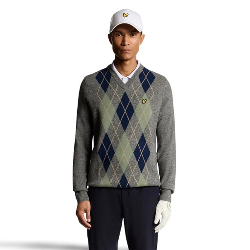 Lyle & Scott Men's Lambswool Blend Arygle V-Neck jumper