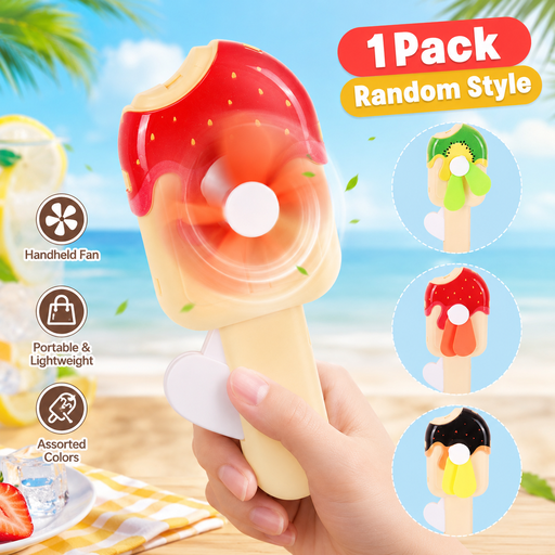 Mini Handheld Fan, Random Style, 1 Pack, Light-up design, Assorted colours, for Kids and Family Play