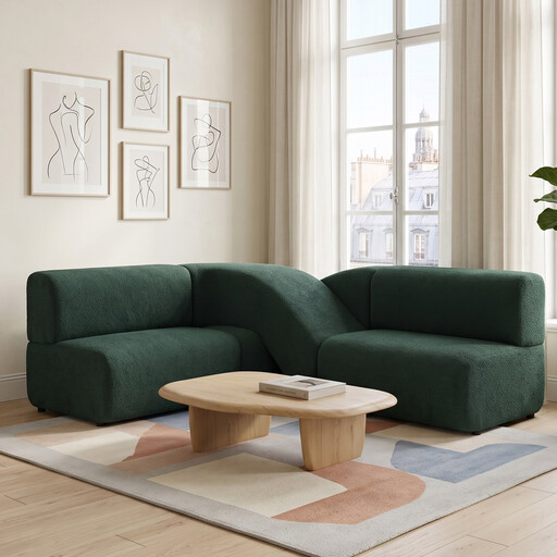 URBAN MEUBLE Tatlin 系列弧形组合沙发 深绿色羊羔绒