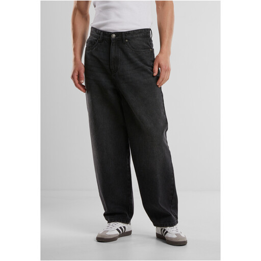 Urban Classics Tapered Heavy Ounce Baggy Jeans in black washed