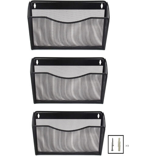 Senhoglb 3-Piece A4 Mesh Metal Wall Organizer
