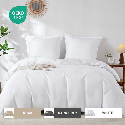 LeBonsoir White Bedding Duvet Cover Set，200x200cm/65x65cmx2 Breathable Durable Soft Comfy， with Zip， 3 Pieces， Includes 1 Duvet Cover & 2 Pillowcases，NO Comforter