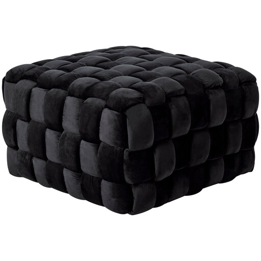 jahnke Modern, Velvet, Braided Ottoman WEB ART in Black