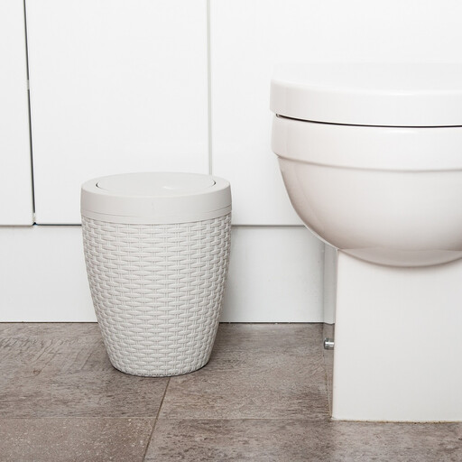 Addis 5L Rattan Style Bathroom Bin - Cream