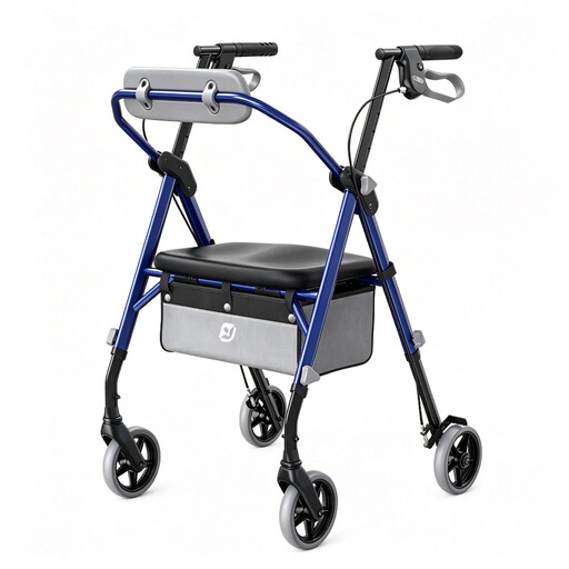 Blue PU pad walking aid with seat