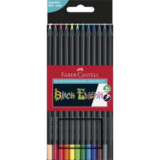 Faber-Castell Coloured Pencils Black Edition - 12 pcs