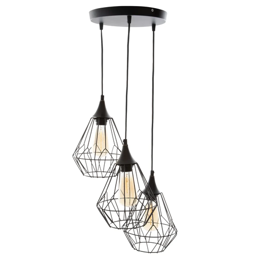 Kaore 3-Light Pendant, Black Metal