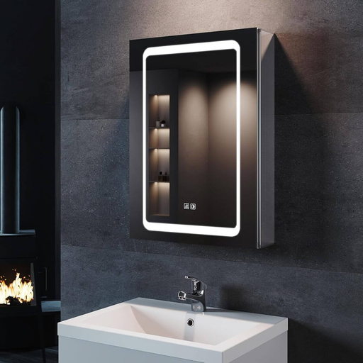 SONNI LED 带灯镜柜 50 × 70cm，铝制