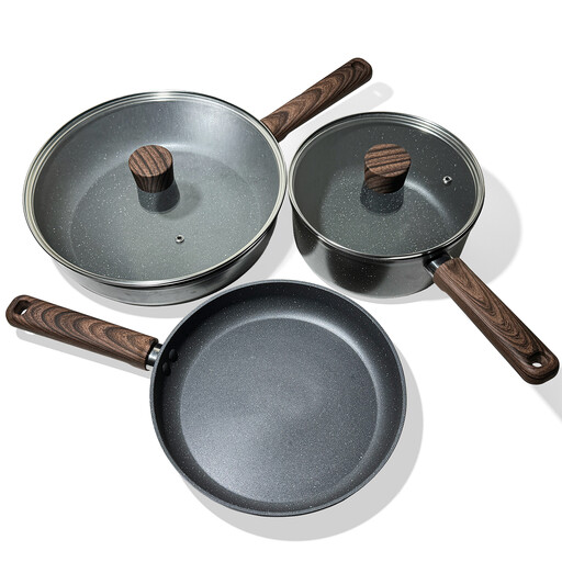 SENSARTE, three-piece non-stick set with pan protectors, grey