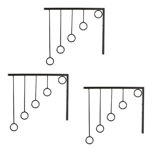 MyGift 3 Pack Wall Mounted Black Metal Garment Rack