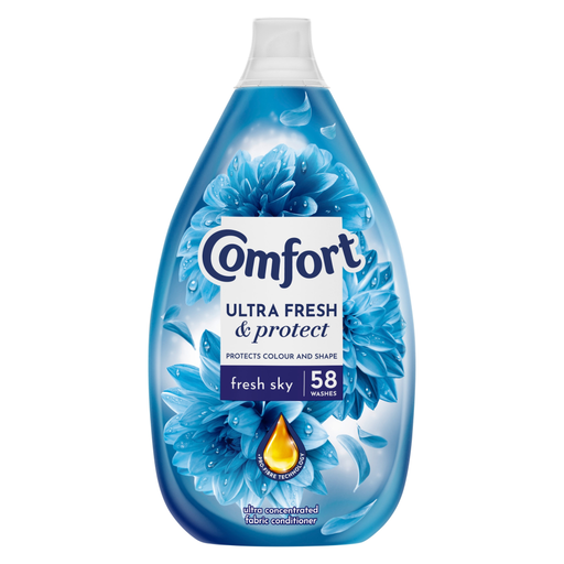 Comfort Fabric Conditioner Fresh & Protect Fresh Sky 58 Washes, 870ml