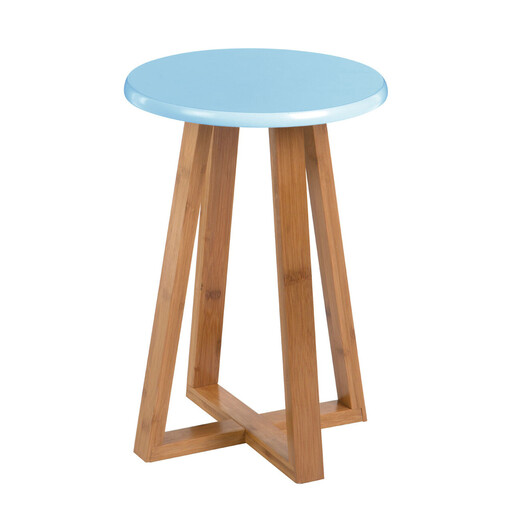 Premier Housewares Stable Blue and Natural Bamboo Round Stool
