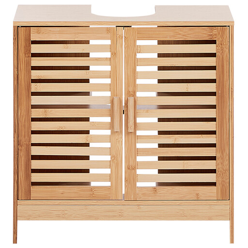 Beliani Bamboo Washbasin Cabinet Light Wood MISSOULA