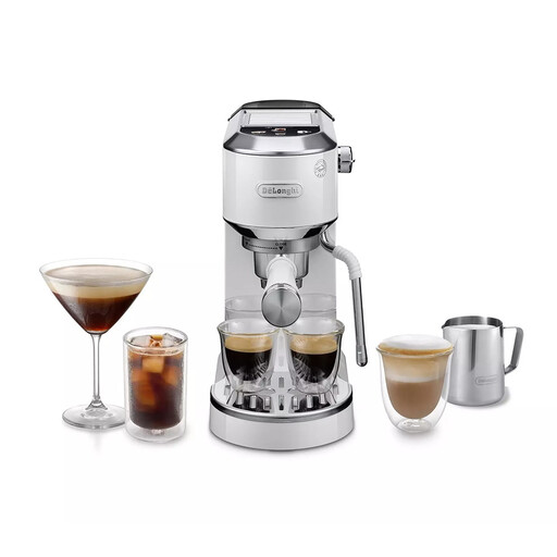 De'longhi Dedica Duo, Pump Espresso Machine with Cold Brew & Advanced Milk Steam Wand, White - EC890.W